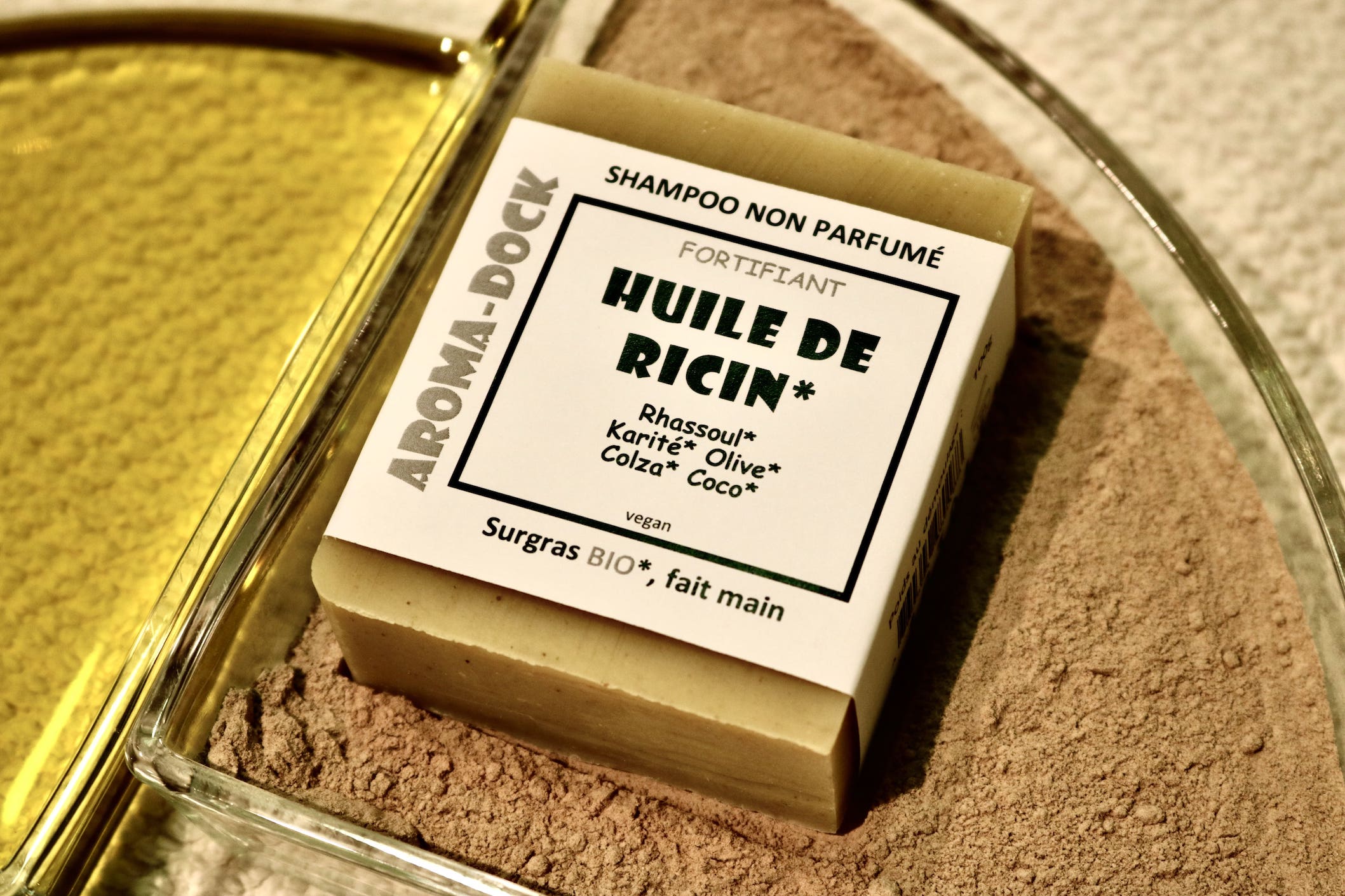 Shampoing solide à l'Huile de Ricin 100g Aroma-Dock saponifié à froid