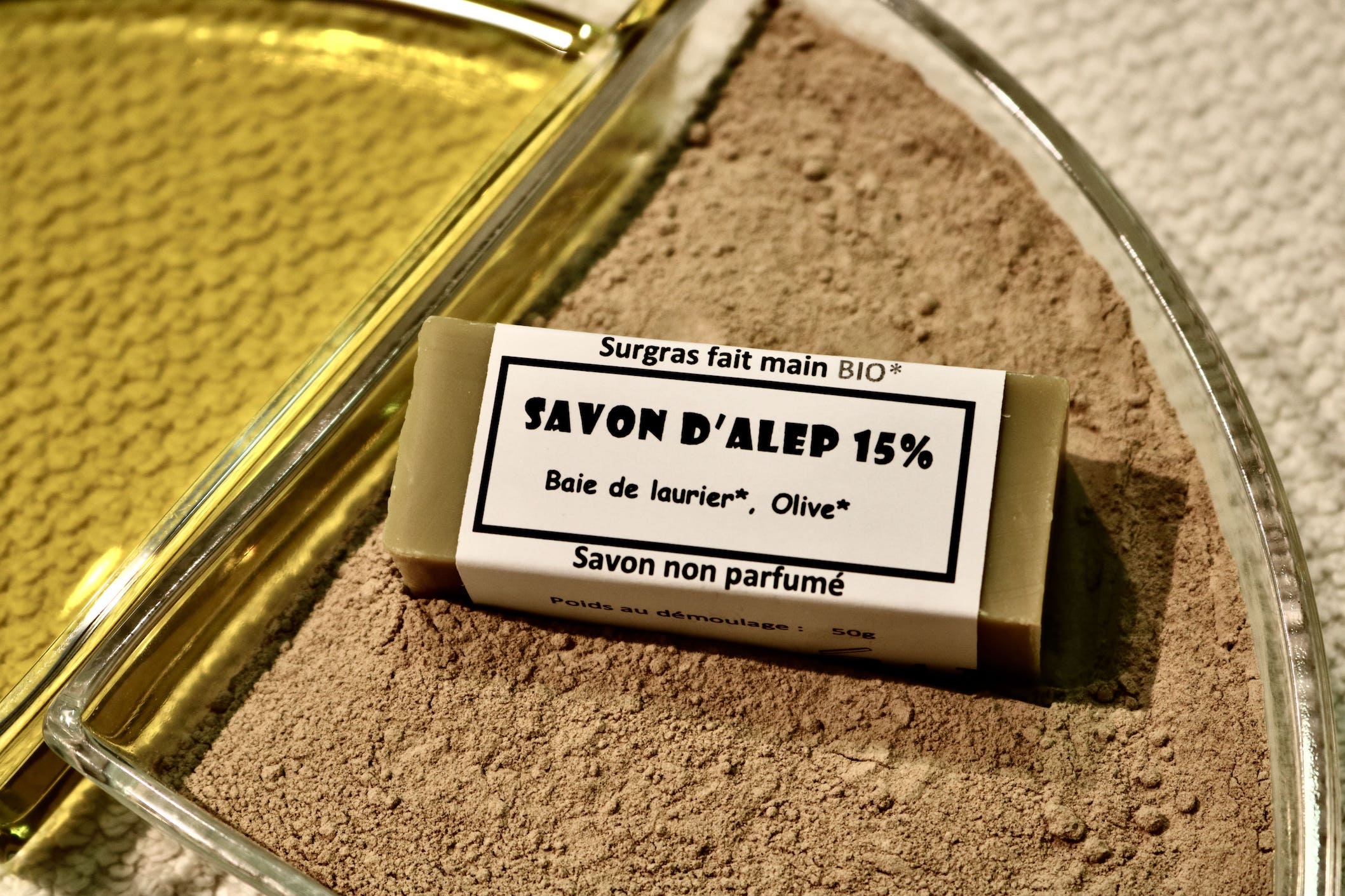 Savon d'Alep naturel 15% huile de baie de laurier 50g sans parfum