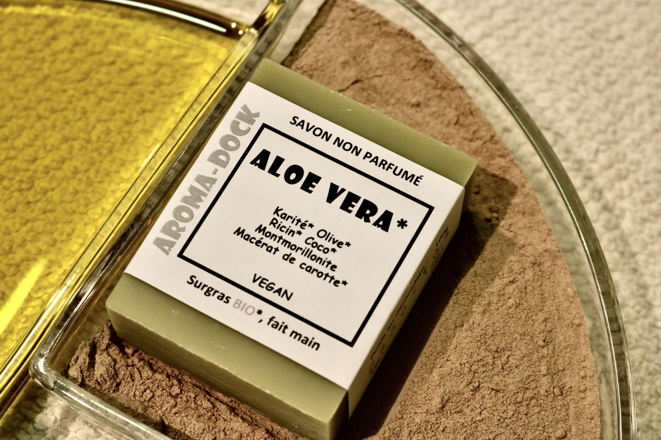 Savon artisanal Aloe Vera non parfumé 100g Aroma-Dock certifié Nature & Progrès