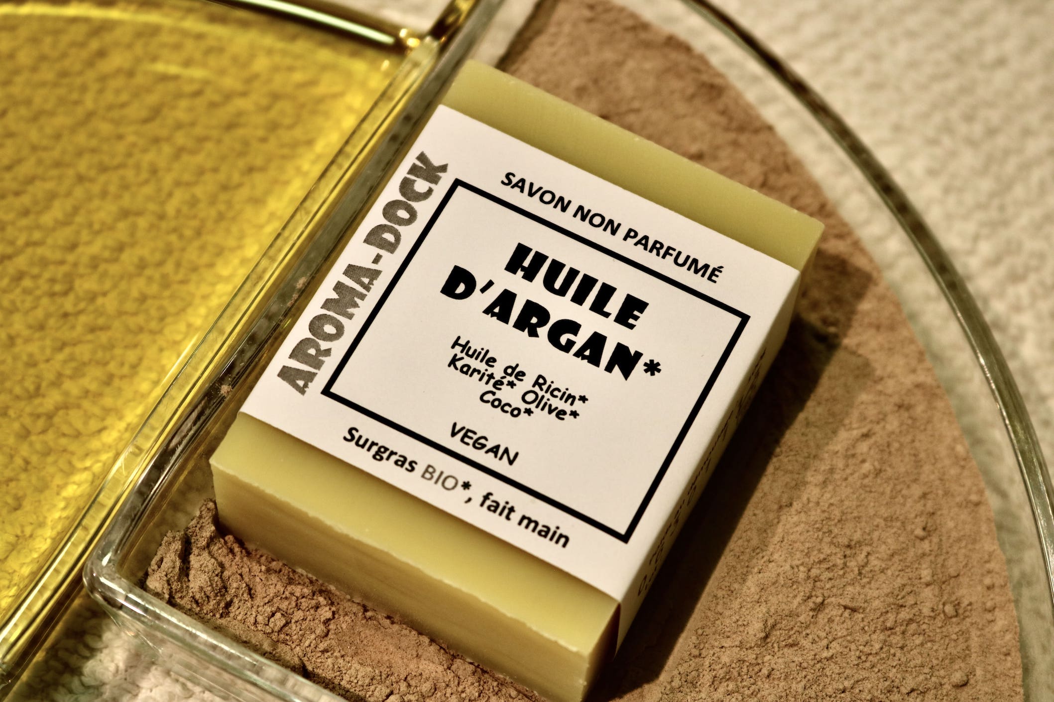 Savon artisanal Huile d'Argan non parfumé 100g Aroma-Dock certifié Nature & Progrès