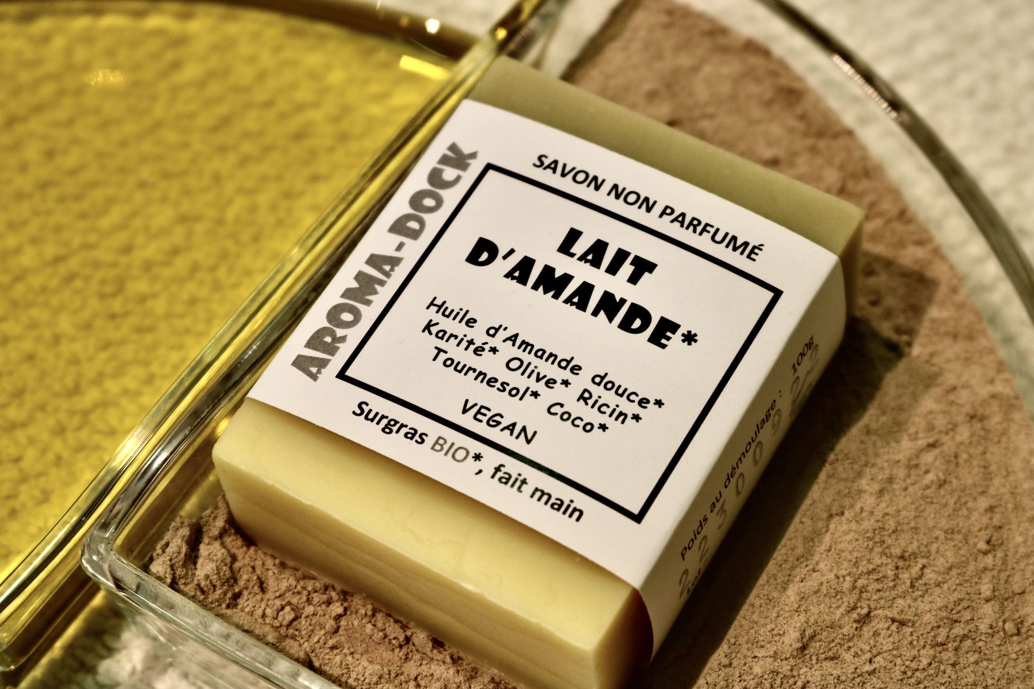 Savon artisanal Lait d'Amande non parfumé 100g Aroma-Dock certifié Nature & Progrès