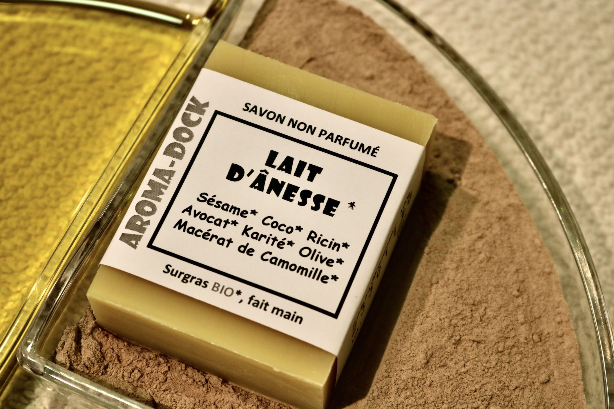 Savon artisanal Lait d'Ânesse non parfumé 100g Aroma-Dock certifié Nature & Progrès