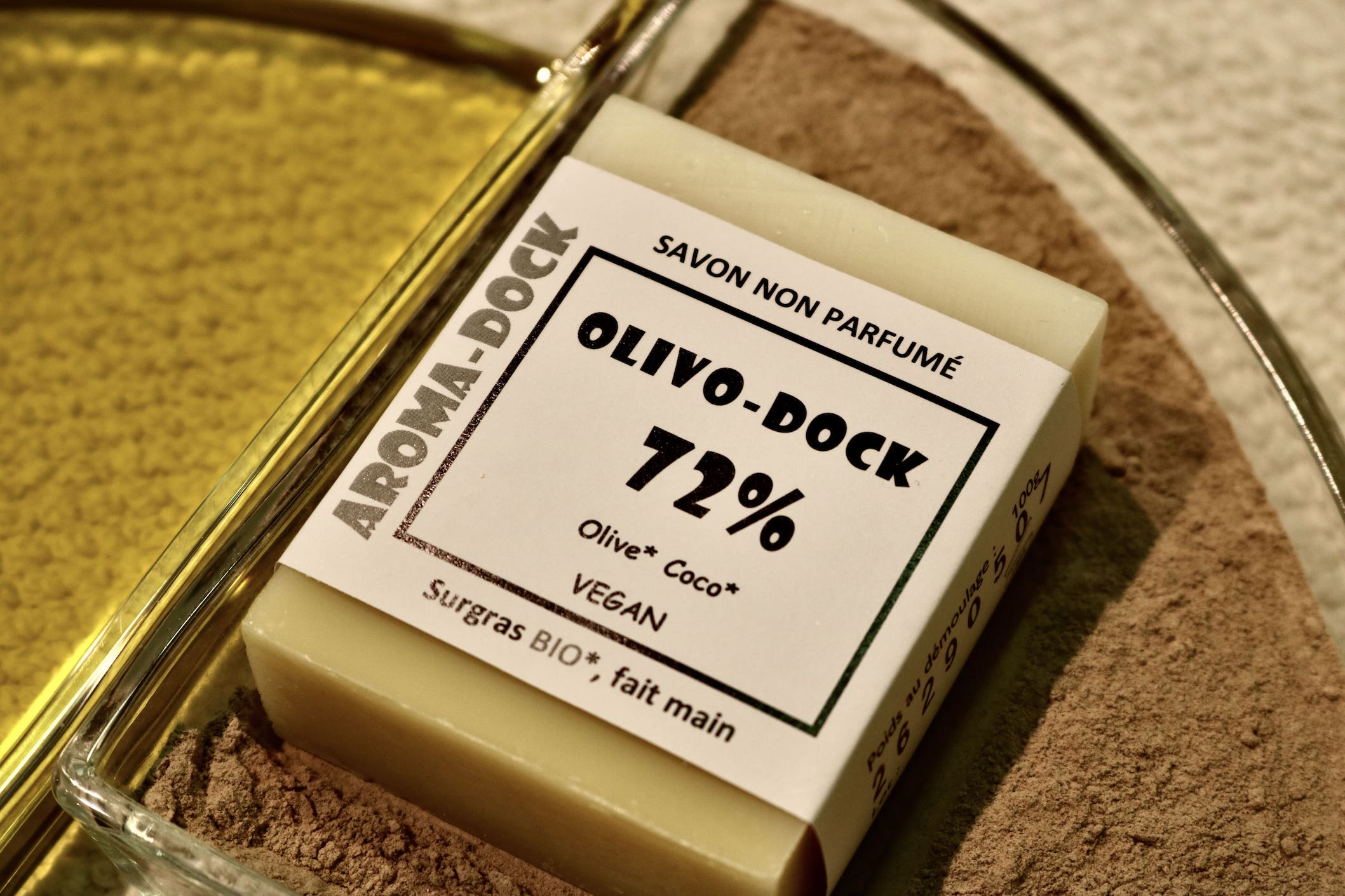 Savon de Marseille artisanal 72% huile d'olive non parfumé 100g certifié Nature & Progrès