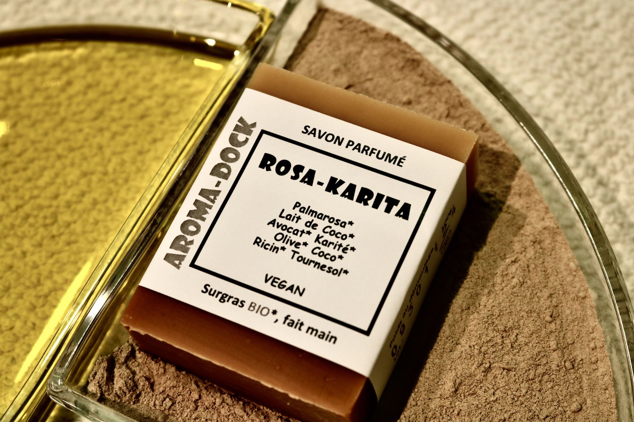 Savon artisanal Rosa-Karita parfumé 100g Aroma-Dock certifié Nature & Progrès