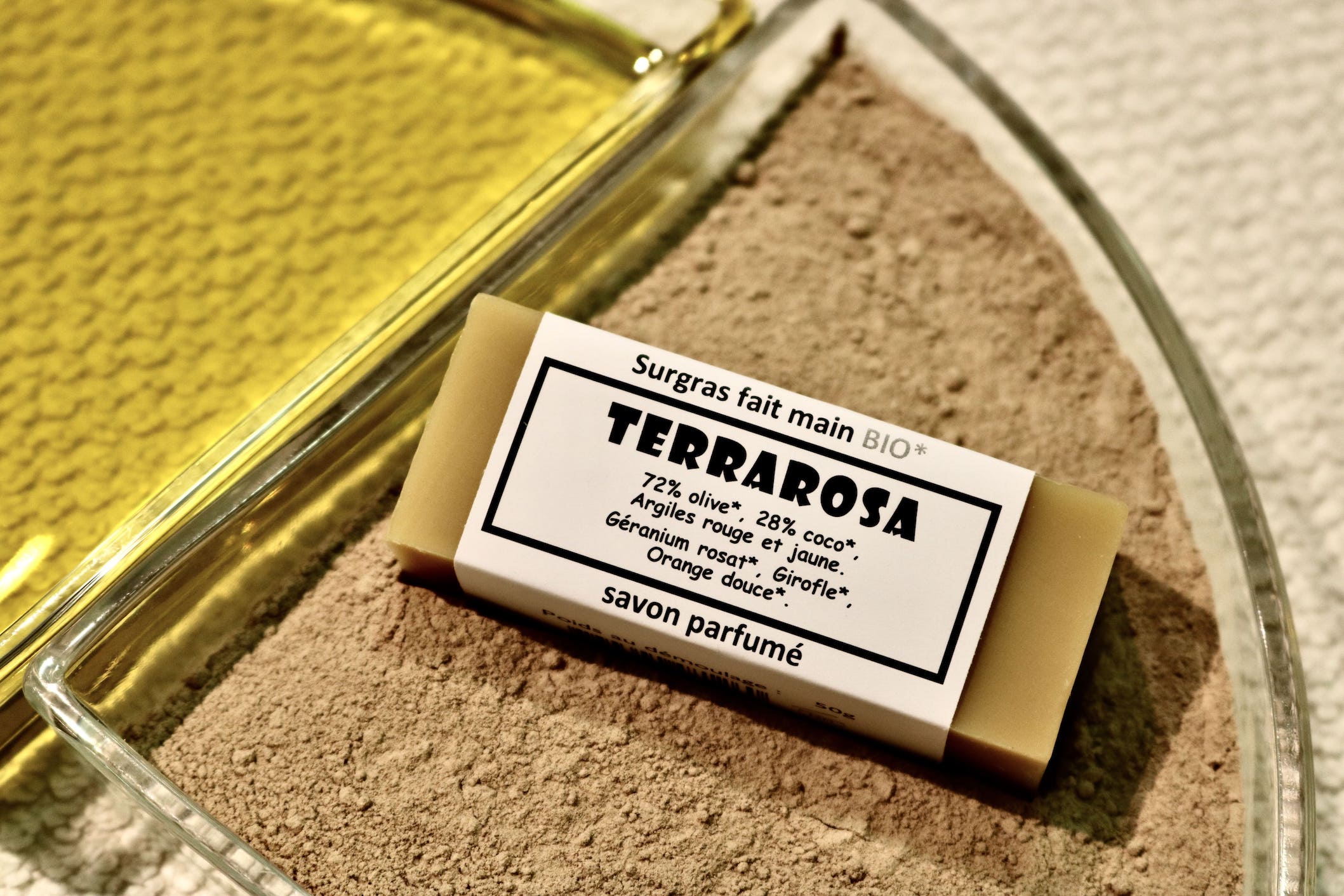 Savon naturel Terrarosa 50g aux argiles jaune et rouge saponifié à froid