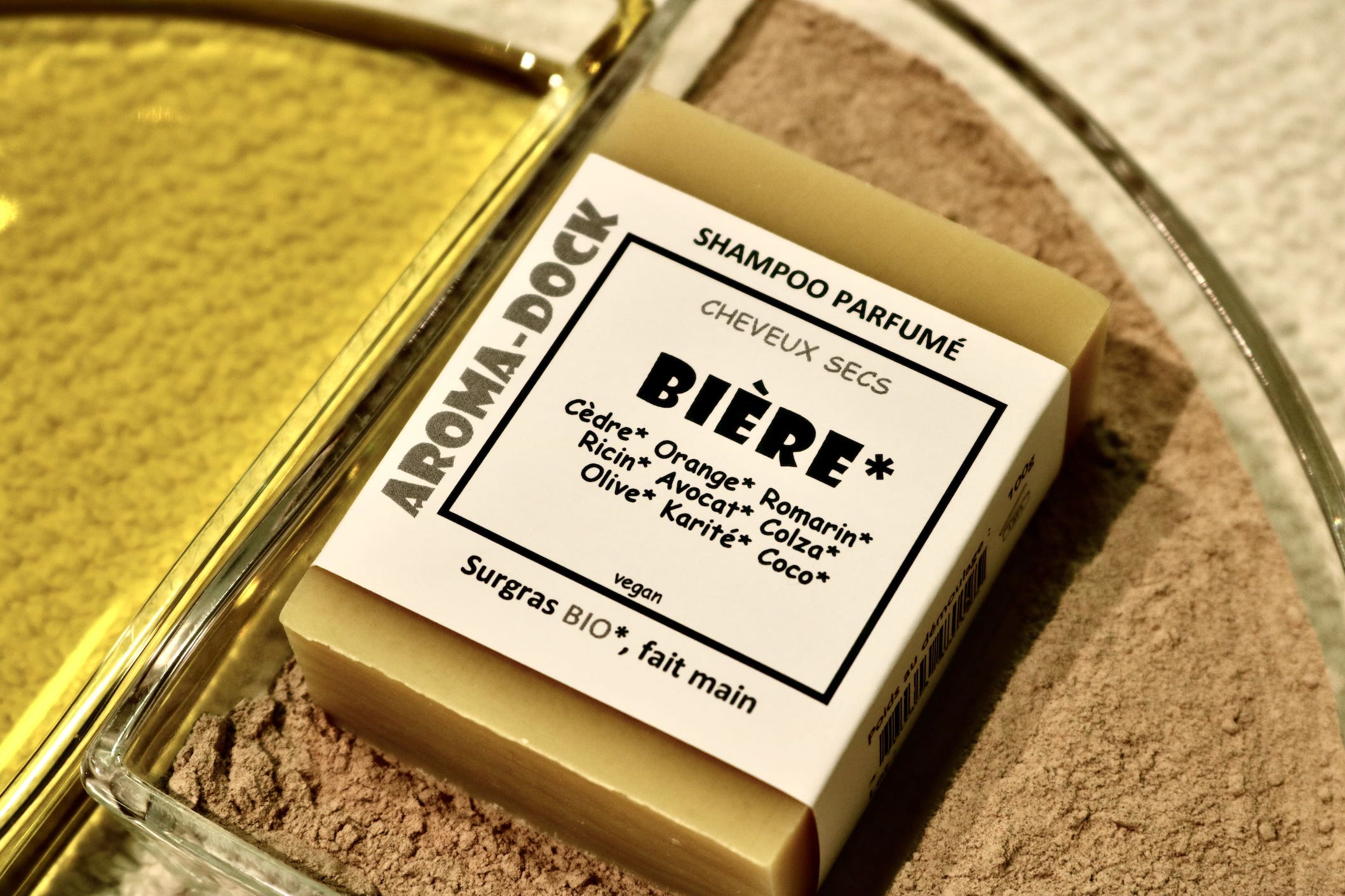 Shampoing solide à la Bière parfumé 100g Aroma-Dock certifié Nature & Progrès