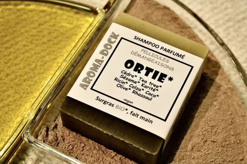 Shampoing solide Ortie parfumé 100g Aroma-Dock pour cheveux gras